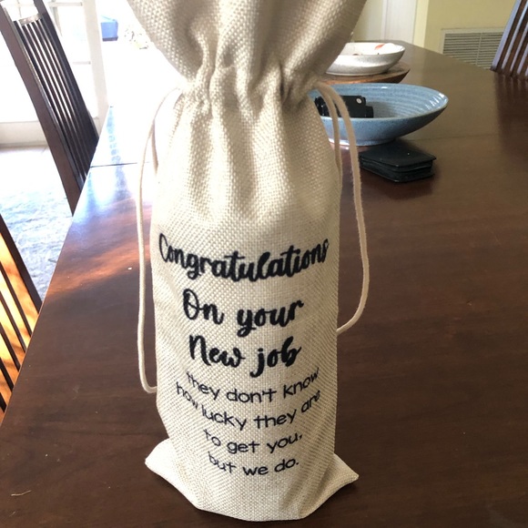 Canvas Wine Gift Bag “Congrats on Your New Job” - Picture 2 of 3